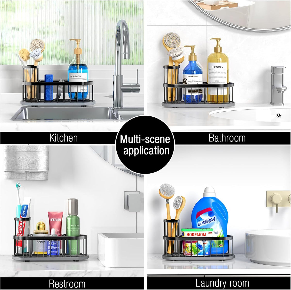Sink Caddy Kitchen Sink Organizer, Sponge & Brush Holder, Stone Drying Mat | Space-Saving Sink Sponge Holder with Full-Size Tool Storage, Fits Most Sinks, Kitchen Sink Accessory and Countertop Organizer