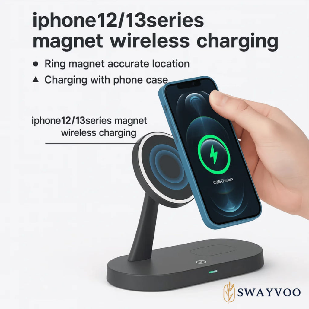 3-In-1 Wireless Charging Station — 15W Fast Charger for Iphone 17 16 15 14 13 12, Apple Watch, Airpods Apple Mutiple Devices