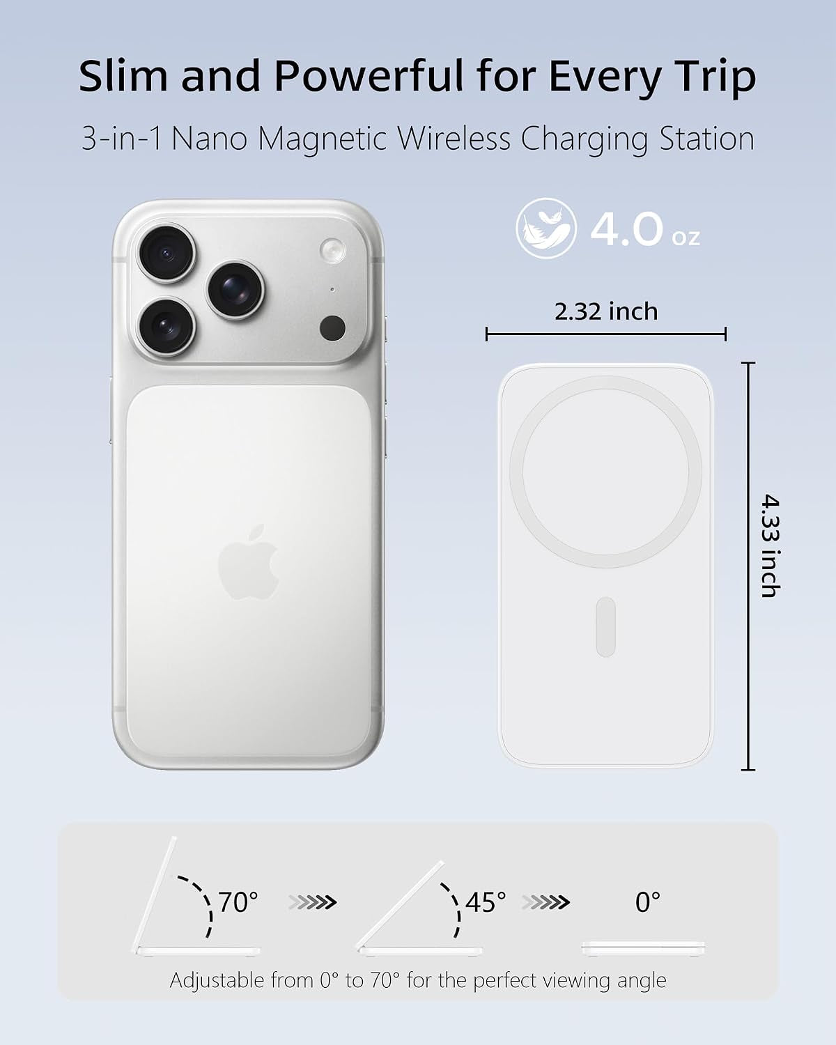 3 in 1 Magnetic Wireless Charging Station for Apple Multiple Devices | Compatible Magsafe Charging Stand, Magnetic Charger for Iphone 17-12, Apple Watch Ultra/Series and Airpods, Foldable Stand