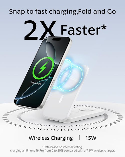 3 in 1 Magnetic Wireless Charging Station for Apple Multiple Devices | Compatible Magsafe Charging Stand, Magnetic Charger for Iphone 17-12, Apple Watch Ultra/Series and Airpods, Foldable Stand