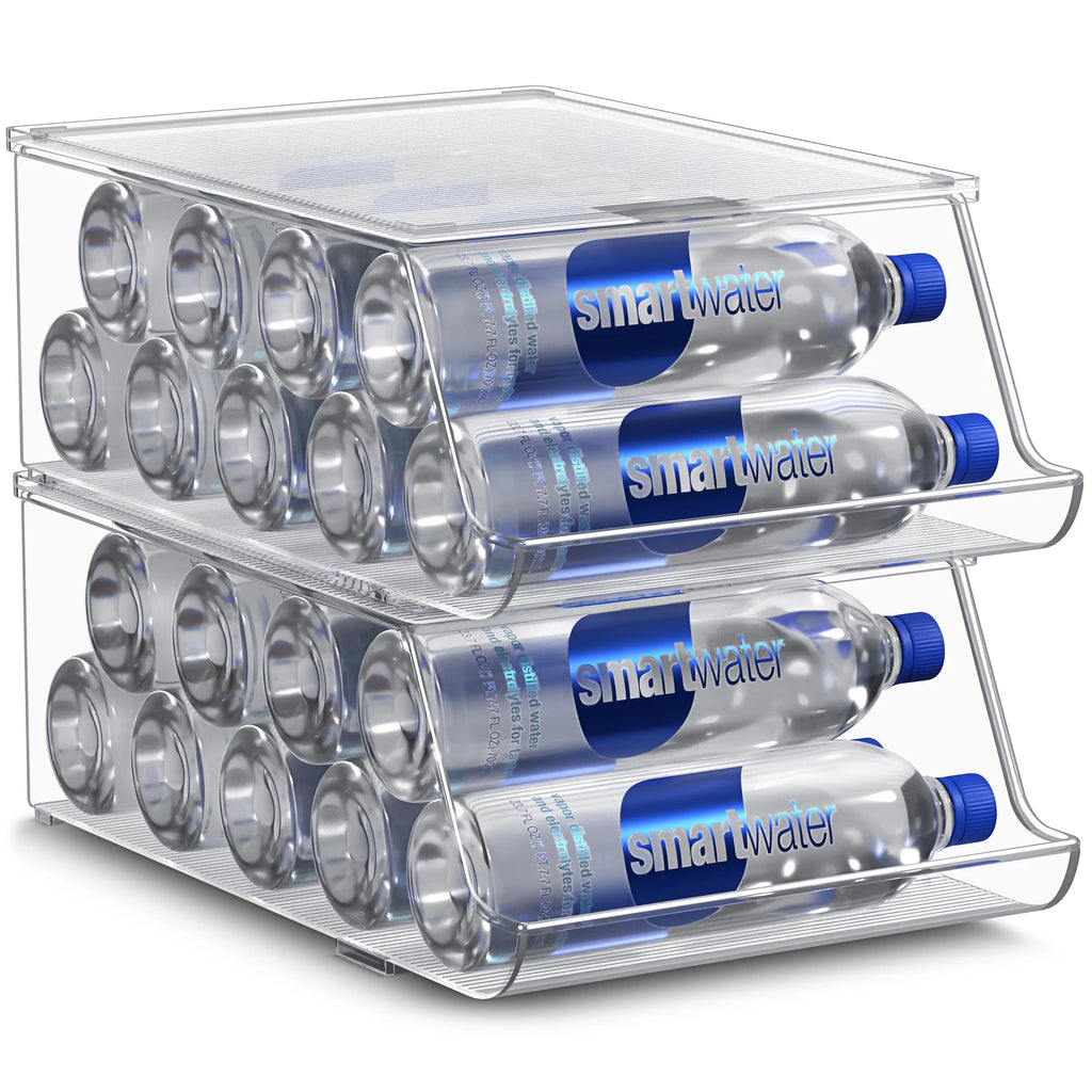 Clear Refrigerator Bins, Water Bottle Organizer, 2 Count