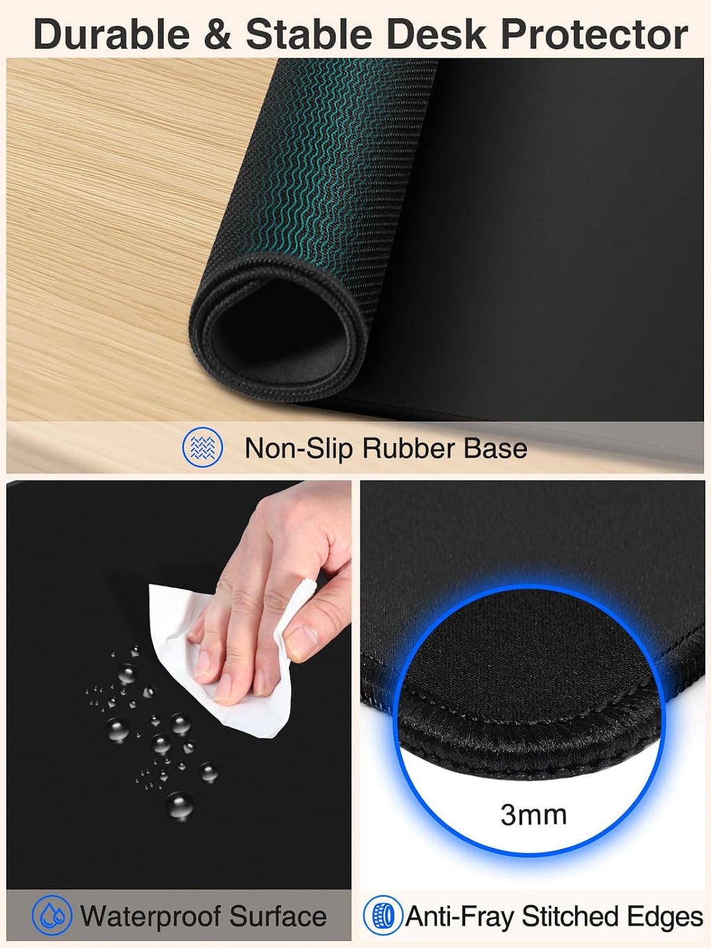 Wireless Charging Mouse Pad, 31.5"X15.8" Large Desk Mat, Smooth Glide | Waterproof Mousepad, Stitched Edge, Non-Slip Rubber Base, Desk Pad Computer Keyboard Mat, No Adapter