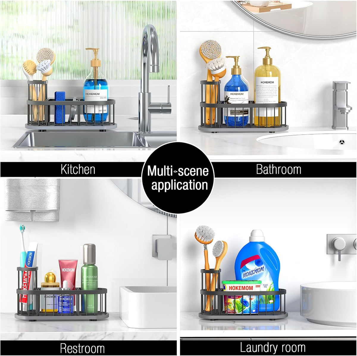 Sink Caddy Kitchen Sink Organizer, Sponge & Brush Holder, Stone Drying Mat | Space-Saving Sink Sponge Holder with Full-Size Tool Storage, Fits Most Sinks, Kitchen Sink Accessory and Countertop Organizer