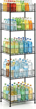 Water Bottle Storage Rack 5 Tier Drink Organizer for Pantry Metal Bottled Water Holder Stand for Floor, Beverage Soda Can Drink Storage Holder for Kitchen, Living Room