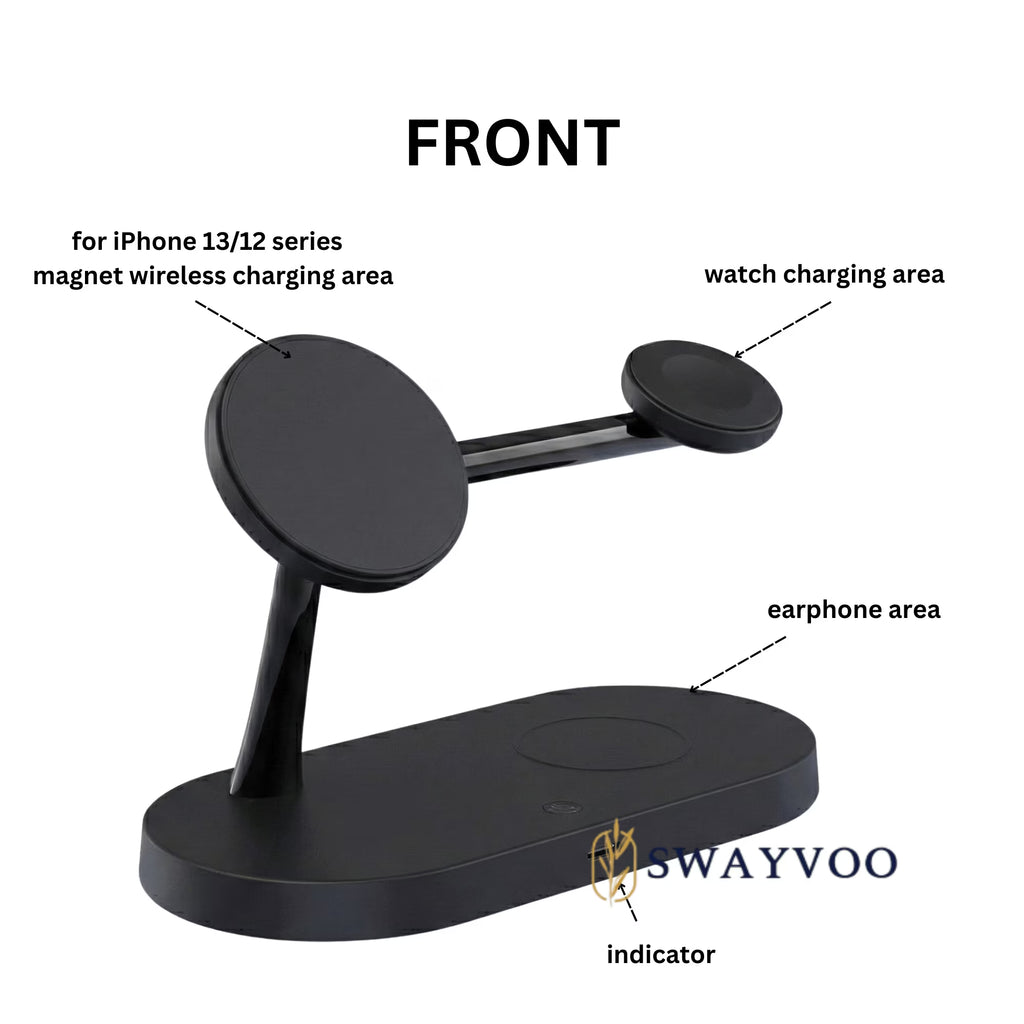 3-In-1 Wireless Charging Station — 15W Fast Charger for Iphone 17 16 15 14 13 12, Apple Watch, Airpods Apple Mutiple Devices
