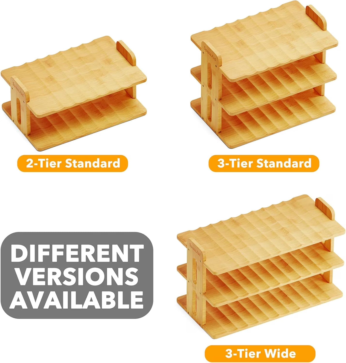 Bamboo Water Bottle Organizer with Labels, 3-Tier Stackable Bottle Holder