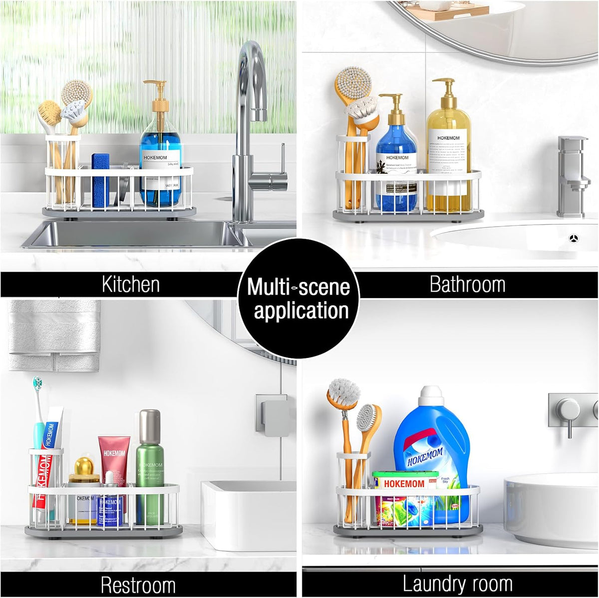 Sink Caddy Kitchen Sink Organizer, Sponge & Brush Holder, Stone Drying Mat | Space-Saving Sink Sponge Holder with Full-Size Tool Storage, Fits Most Sinks, Kitchen Sink Accessory and Countertop Organizer