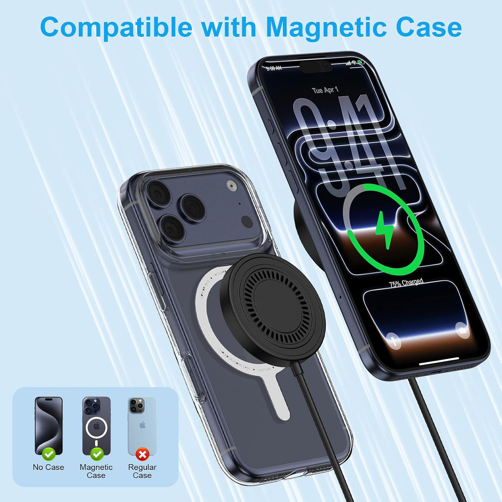 Magnetic Wireless Charger Pad for Samsung Galaxy S26 Ultra S26+ S26 S25 Ultra S24 FE S23,15W Magnet Wireless Fast Charging Station Magsafe Charger for Iphone 17 Pro Max 16Plus 15 14 13,Google Pixel 10