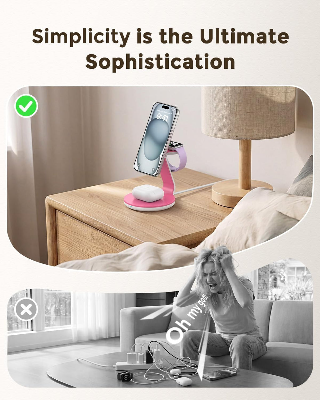 3-In-1 Magnetic Wireless Charger Compatible with Magsafe Charger | Fast Charger Stand for Iphone 17 16 15 14 13 12 Pro Max,Wireless Charger for Iwatch Series,For Airpods Pro/4/3/2
