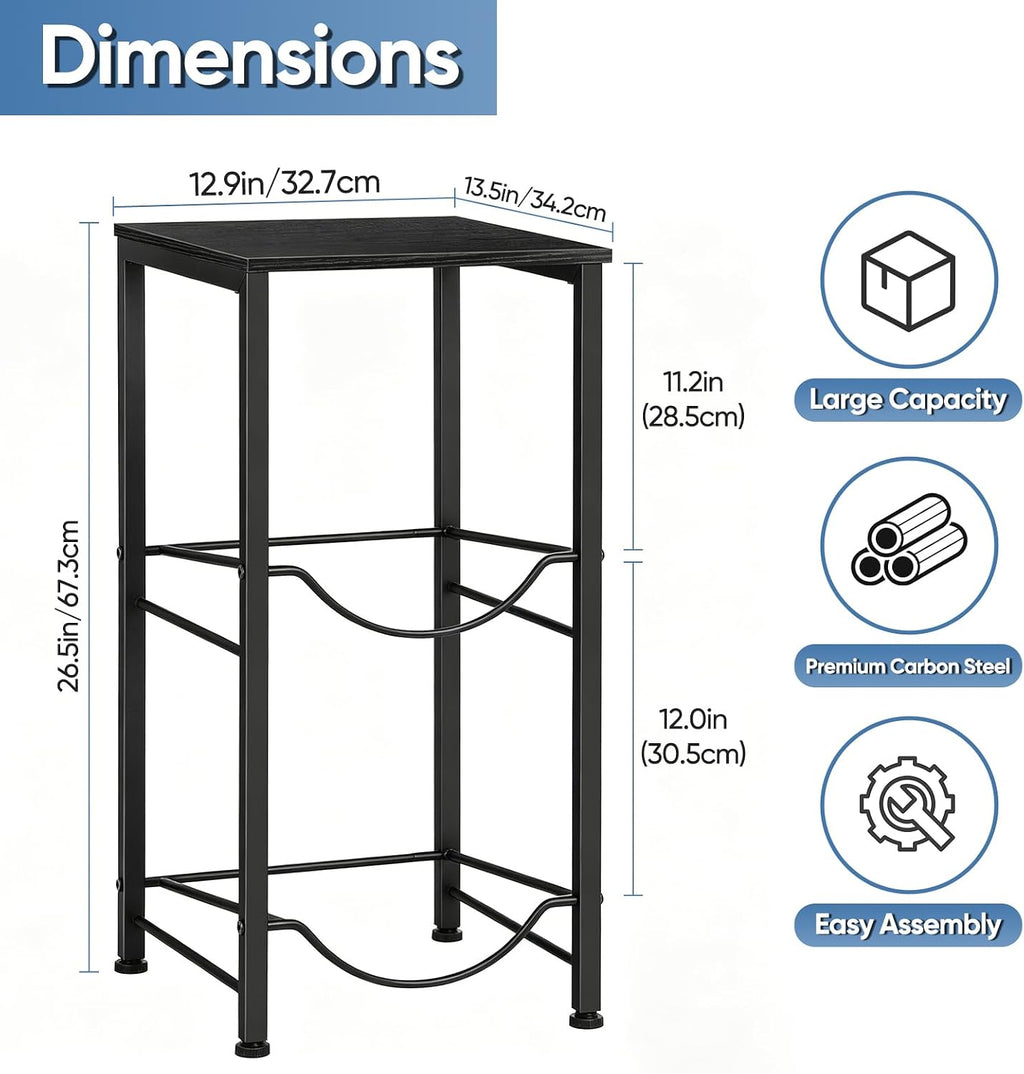 5 Gallon Water Jug Holder 2 Tier Water Bottle Holder Organizer with Top Shelf Heavy Duty Water Storage Rack Dispenser Stand for Kitchen Office Garage Black