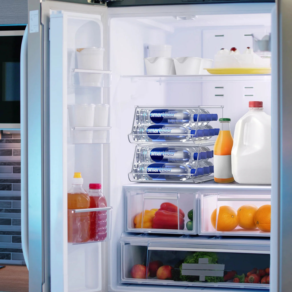 Clear Refrigerator Bins, Water Bottle Organizer, 2 Count
