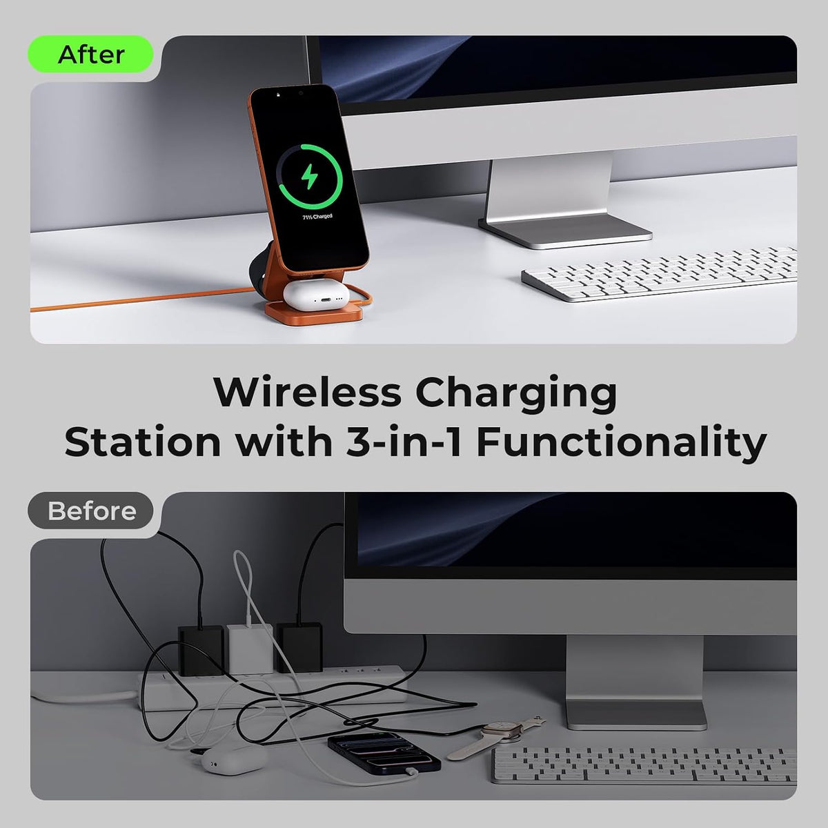 QI 2.2 25W 3-In-1 Charging Station for Apple Device, Foldable Magnetic Charger for Iphone 17/16, 5W for Apple Watch & Airpods, Fast Travel Wireless Charging Stand with 45W Adapter
