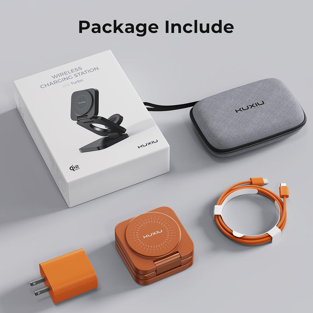 QI 2.2 25W 3-In-1 Charging Station for Apple Device, Foldable Magnetic Charger for Iphone 17/16, 5W for Apple Watch & Airpods, Fast Travel Wireless Charging Stand with 45W Adapter