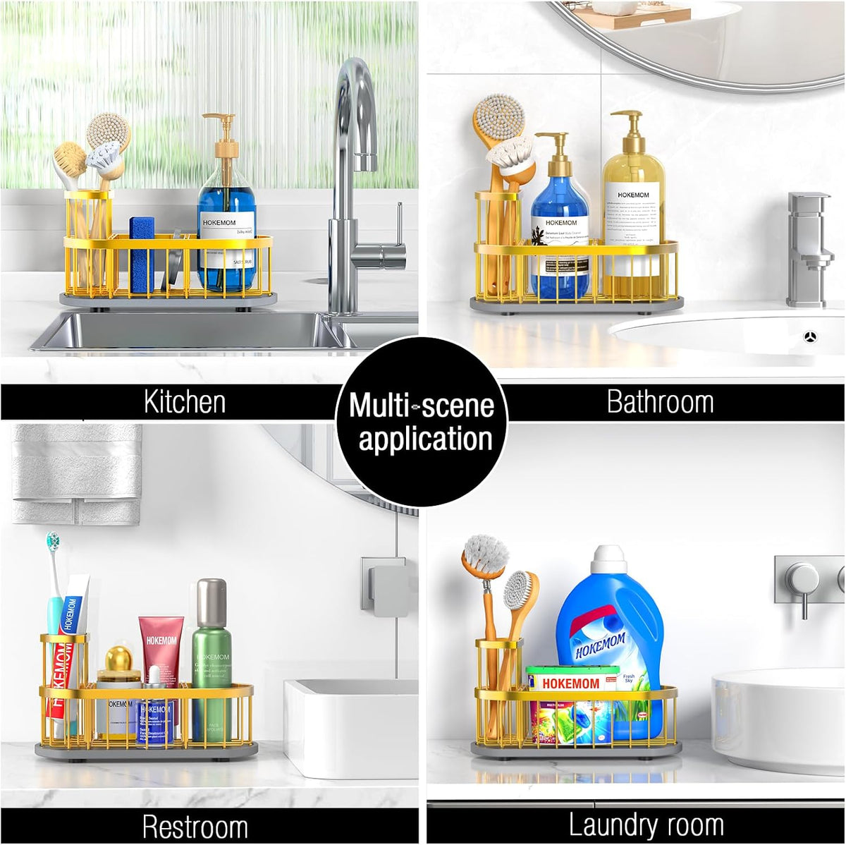 Sink Caddy Kitchen Sink Organizer, Sponge & Brush Holder, Stone Drying Mat | Space-Saving Sink Sponge Holder with Full-Size Tool Storage, Fits Most Sinks, Kitchen Sink Accessory and Countertop Organizer